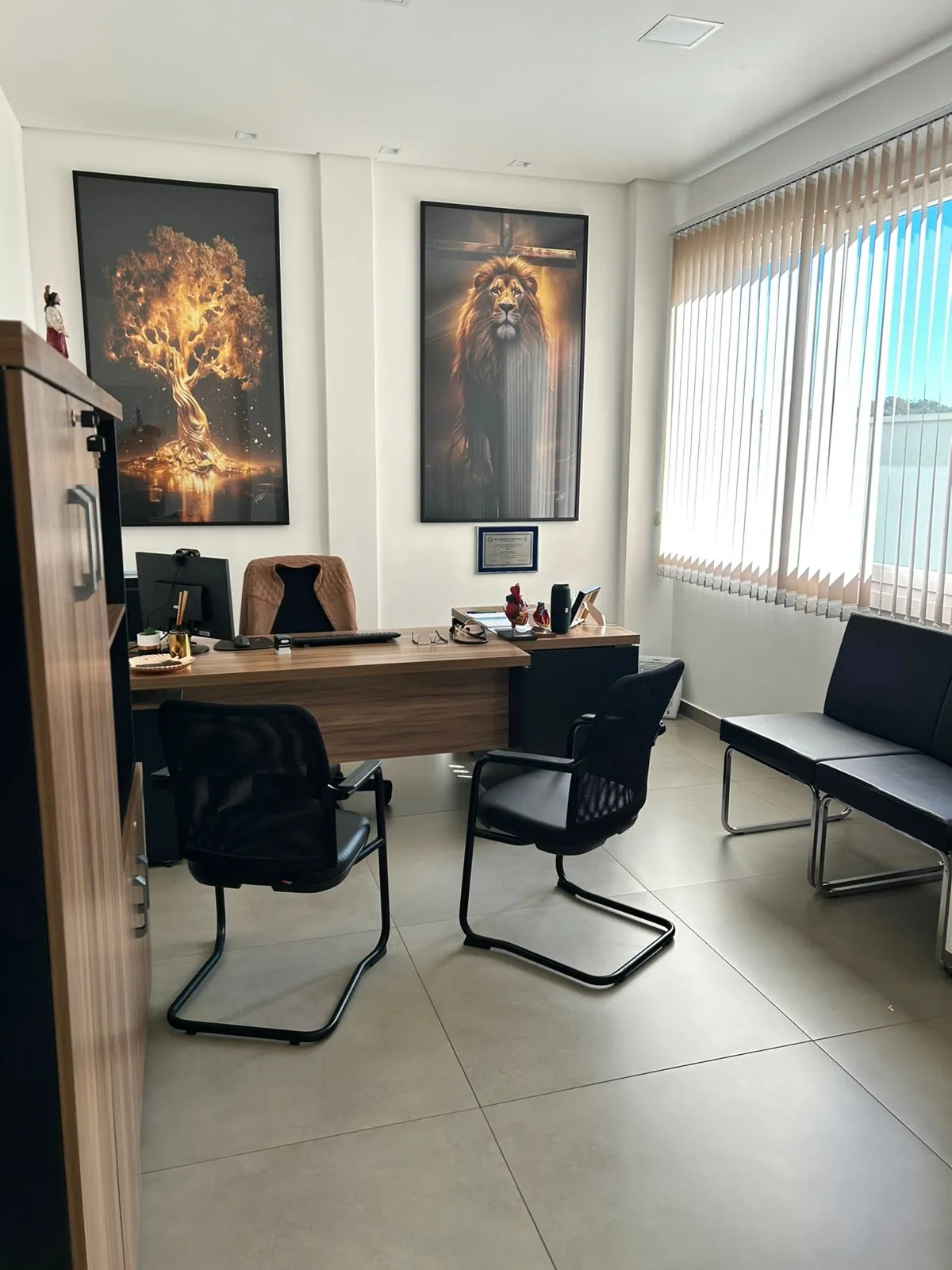 Detalhes da decoração do consultório do cardiologista